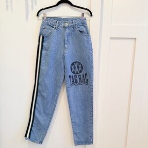 Tag Rag Vintage 90's High Rise Women's Jeans Green Black Stripe & Stamp Detail